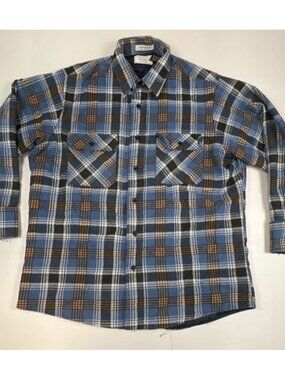 Sears The Men's Store Vintage Large Quilt Lined Flannel Shirt Jacket Made in USA